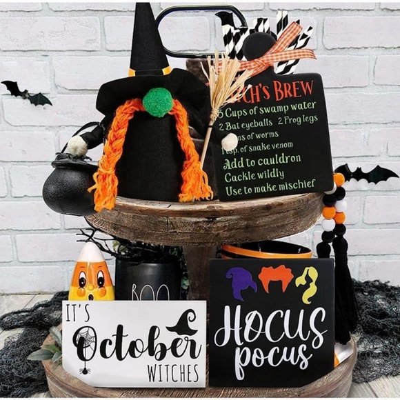 Halloween Decorations - Halloween Decor - Farmhouse Tiered Tray Decor Items - Picture 1 of 2
